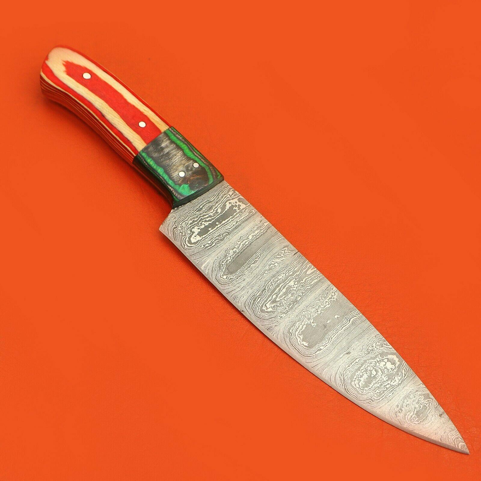 Handmade Damascus Steel Cooking Knife  Custom Chef Knife With Elegant Pakka Wood Handle 2