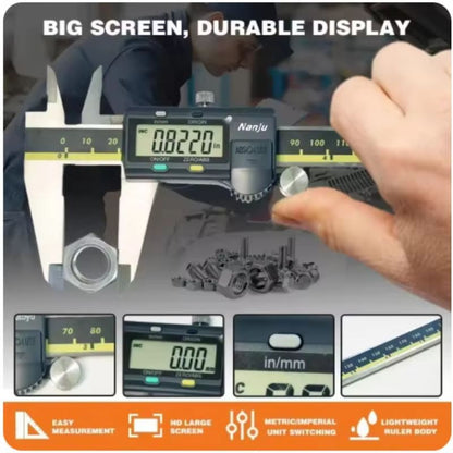 NanJu Digital Vernier Caliper – Precision Stainless Steel Measuring Tool with LCD Display (150mm / 200mm /