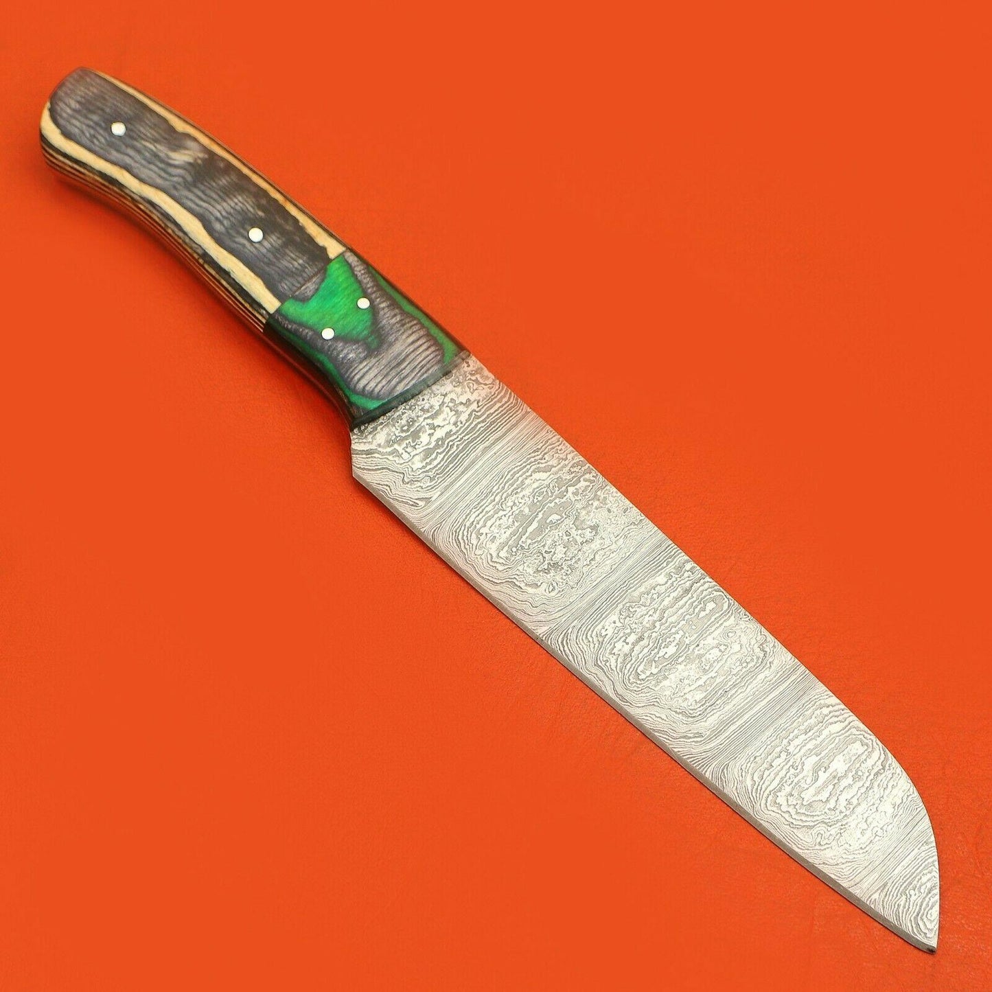 Handmade Full Tang Damascus Kitchen Chef Knife  Pakka Wood Handle  Custom Forged High Carbon Steel 2