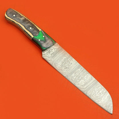 Handmade Full Tang Damascus Kitchen Chef Knife  Pakka Wood Handle  Custom Forged High Carbon Steel 2
