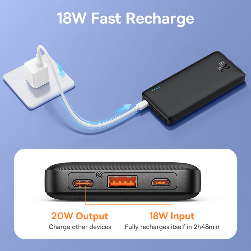 Baseus Airpow 20W Power Bank, Fast Charge, Powerbank for iPhone Xiaomi Batteries