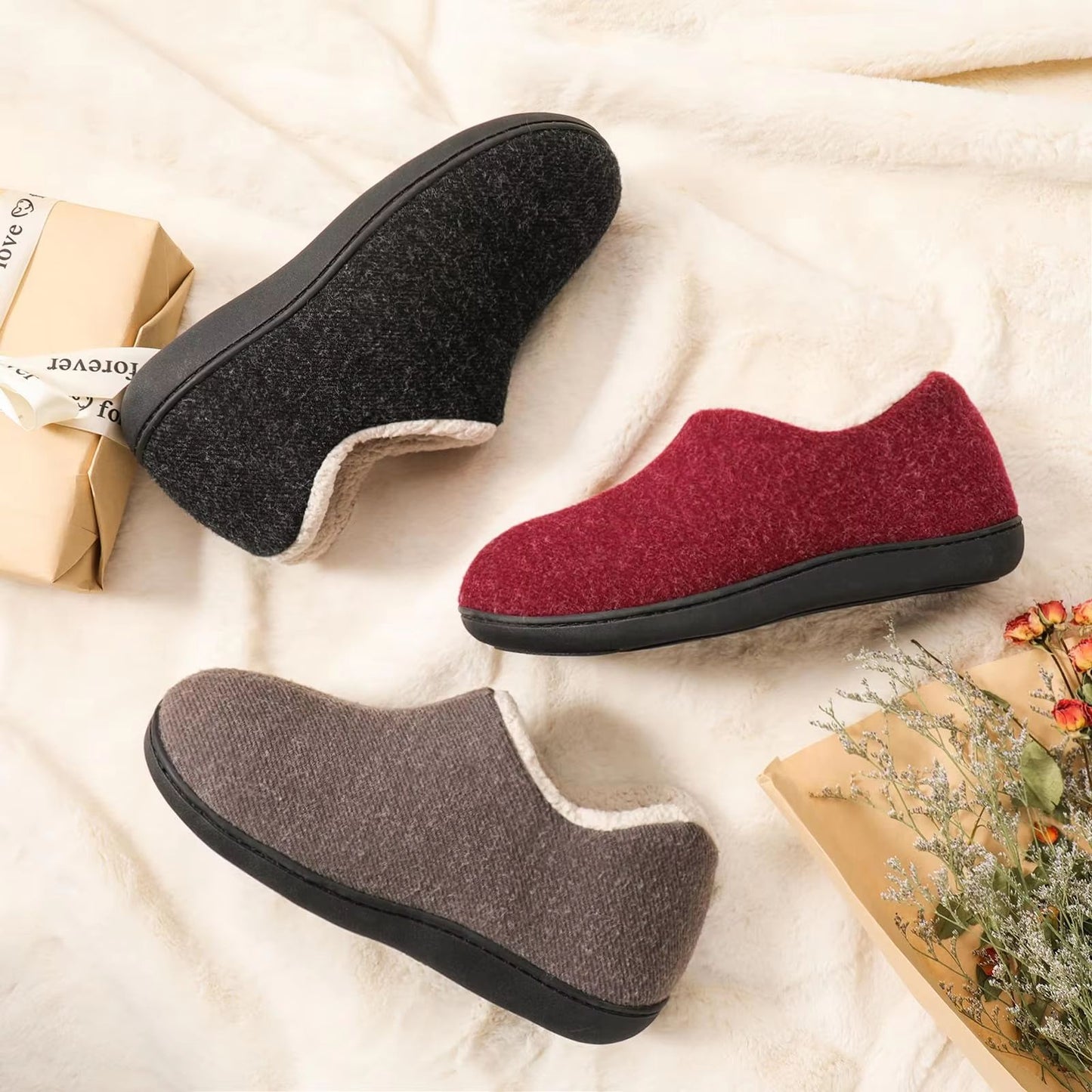 Bebealy Womens Fuzzy Warm Cotton Slippers  Indoor  Outdoor Comfort Shoes 3