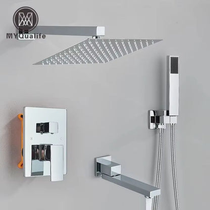 Chrome Rainfall Shower Faucet Set – 2/3 Way Brass Diverter Mixer Tap