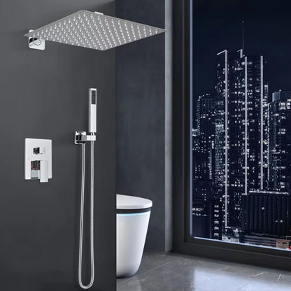 Chrome Rainfall Shower Faucet Set  23 Way Brass Diverter Mixer Tap 1