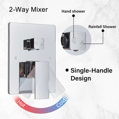 Chrome Rainfall Shower Faucet Set  23 Way Brass Diverter Mixer Tap 3
