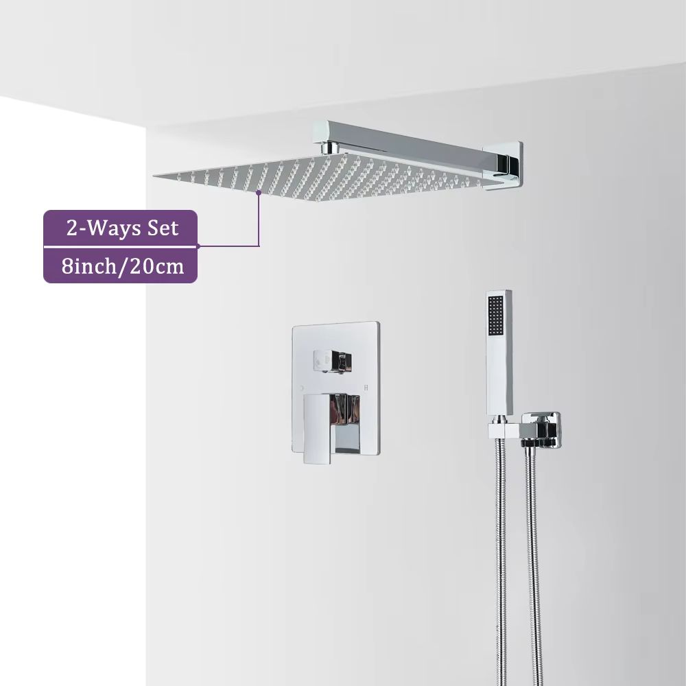 Chrome Rainfall Shower Faucet Set  23 Way Brass Diverter Mixer Tap 6