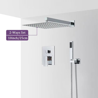 Chrome Rainfall Shower Faucet Set  23 Way Brass Diverter Mixer Tap 7