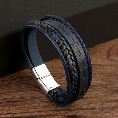 Vintage Handwoven HipHop Punk Bracelets With Cross Logo Leather Hand Jewelry Gift For Men And Women 8