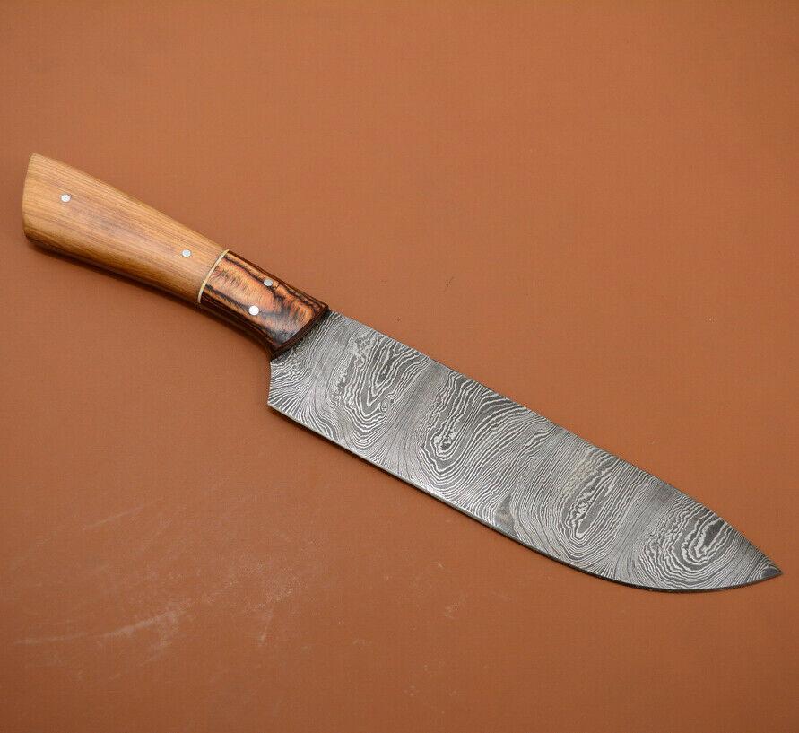 Custom Handmade Damascus Steel Chef Knife  Full Tang Kitchen Knife With Rosewood Handle 1