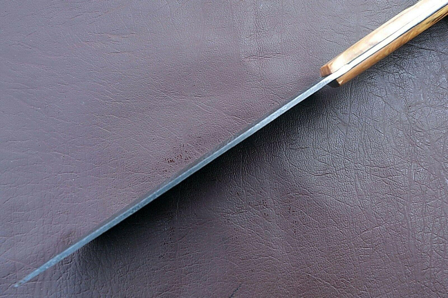 Handmade Full Tang Damascus Kitchen Chef Knife With Poplar Wood Handle  Custom Forged High Carbon B 2