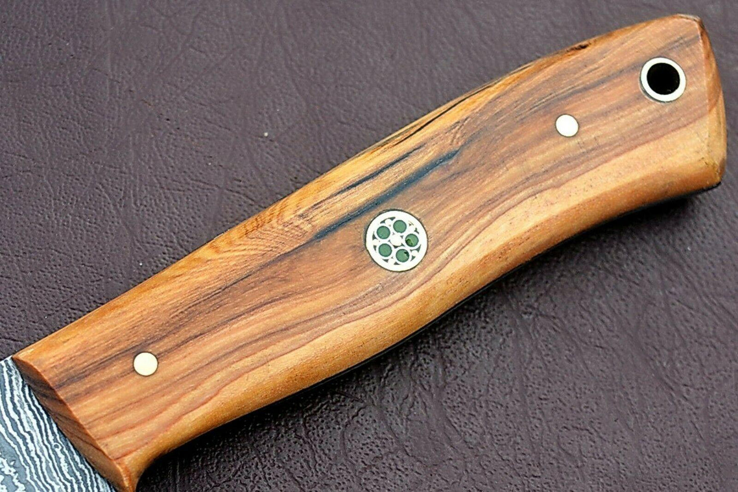 Handmade Full Tang Damascus Kitchen Chef Knife With Poplar Wood Handle  Custom Forged High Carbon B 3