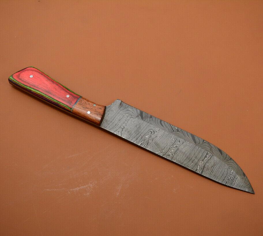 Damascus Steel Kitchen Knife  Full Tang Handmade Chef Knife  Poplar Handle 2