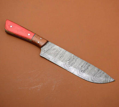 Damascus Steel Kitchen Knife  Full Tang Handmade Chef Knife  Poplar Handle 3