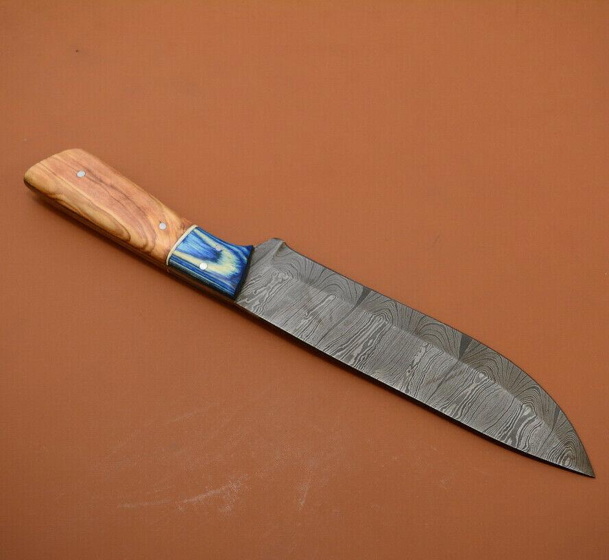 Hand Forged Damascus Chef Knife  Full Tang Blade With Wooden Handle 1