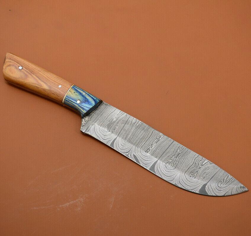 Hand Forged Damascus Chef Knife  Full Tang Blade With Wooden Handle 2