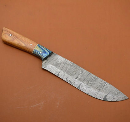 Hand Forged Damascus Chef Knife  Full Tang Blade With Wooden Handle 2