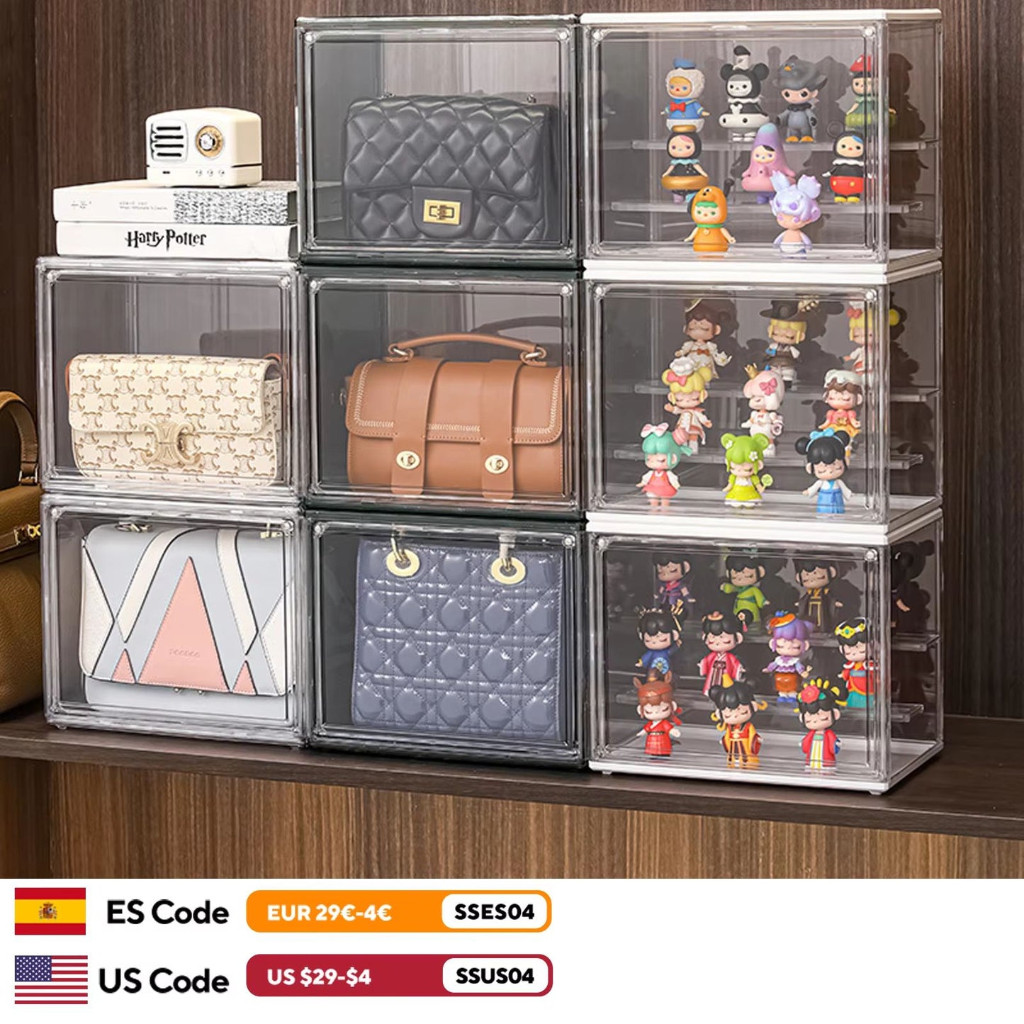 Clear Stackable Display Box – Dustproof Plastic Storage with Interlayers