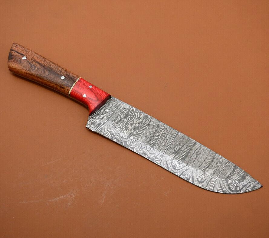Handmade Full Tang Damascus Kitchen Chef Knife  Rosewood Handle  Custom Forged High Carbon Steel 3