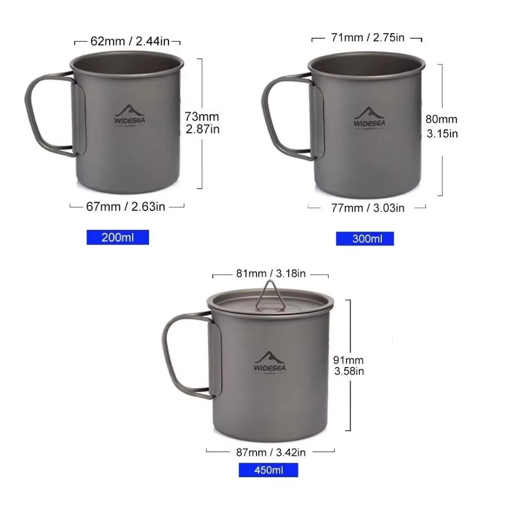 Widesea Titanium Camping Mug  Durable Outdoor Cookware For Travel  Hiking 3