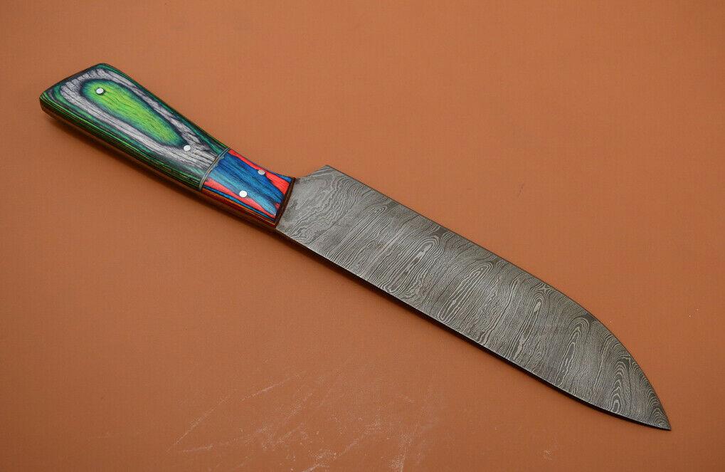 Custom Handmade Damascus Chef Knife With Popular Wood Handle  Full Tang Kitchen Knife 1