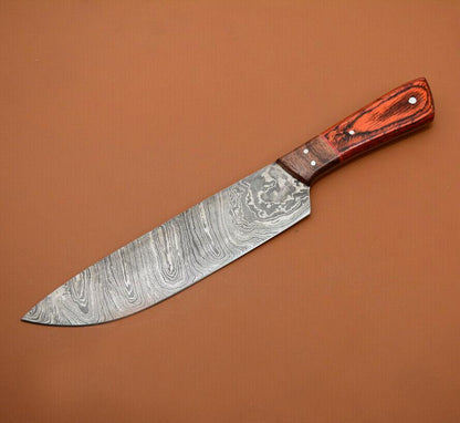 Premium Damascus Steel Kitchen Knife | Full Tang Chef Knife with Popular Wood Grip