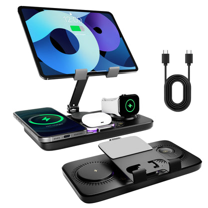 Wireless Charger Station 7 in 1, Multiple Devices for iPhone, iPad, AirPods, Apple Watch, Fast Charge, Night Lamp, Clock