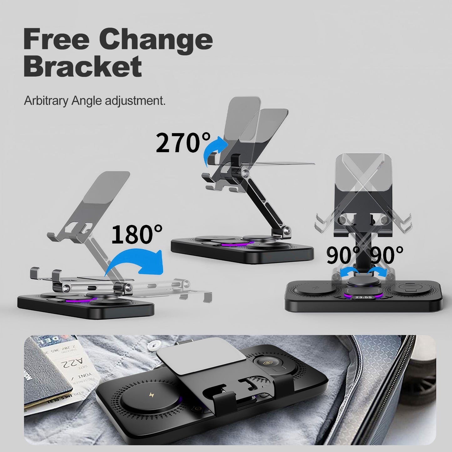 Wireless Charger Station 7 in 1, Multiple Devices for iPhone, iPad, AirPods, Apple Watch, Fast Charge, Night Lamp, Clock