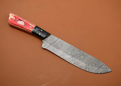 Hand Forged Damascus Steel Chef Knife  Poplar Wood Handle Kitchen Blade 2