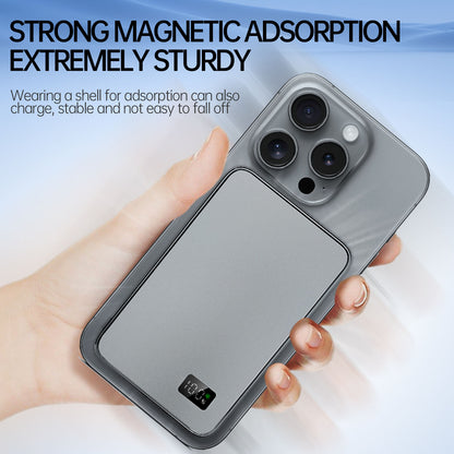 Magnetic Wireless Fast Charging LED Display, Ultra Thin Power Bank for MagSafe, Portable Battery for iPhone Samsung