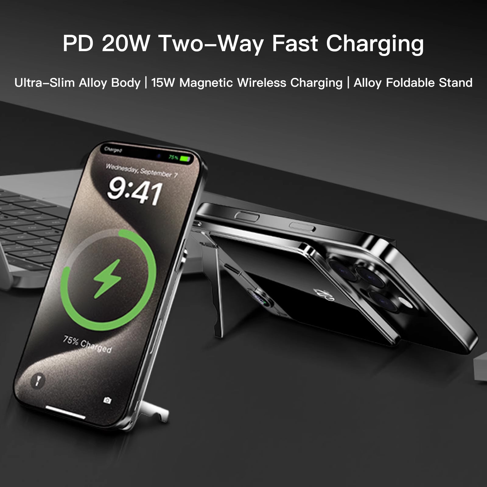Portable Magnetic Wireless Power Bank 10000mAh Ultra Slim, 20W Fast Charging Battery for iPhone, Samsung, Xiaomi, Apple