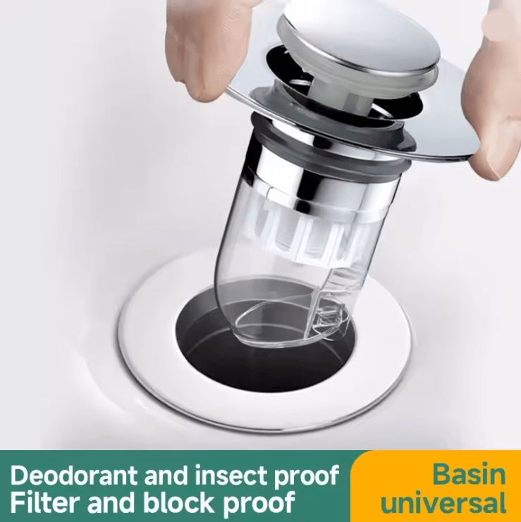 AquaSeal Universal Pop Up Drain Filter Stopper for Sink and Bathtub