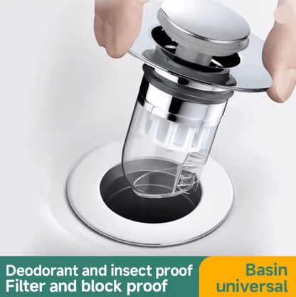 AquaSeal Universal Pop Up Drain Filter Stopper for Sink and Bathtub