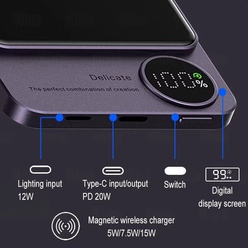 Alloy Magsafe 10000mAh Powerbank, Magnetic Wireless Fast Charger, Portable Battery for iPhone