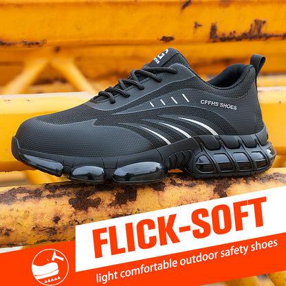 Lightweight Breathable Anti-Smash and Anti-Puncture Safety Shoes, Comfortable Steel Toe Work Shoes for Industrial