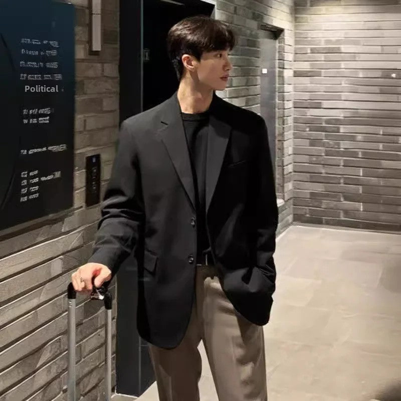 Trendy Mens Casual Blazer Autumn Loose Fit Black Jacket Western Style Single Breasted Dongdaemun Fa 1