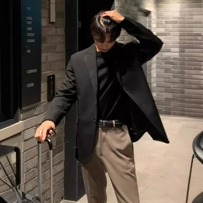 Trendy Mens Casual Blazer Autumn Loose Fit Black Jacket Western Style Single Breasted Dongdaemun Fa 2