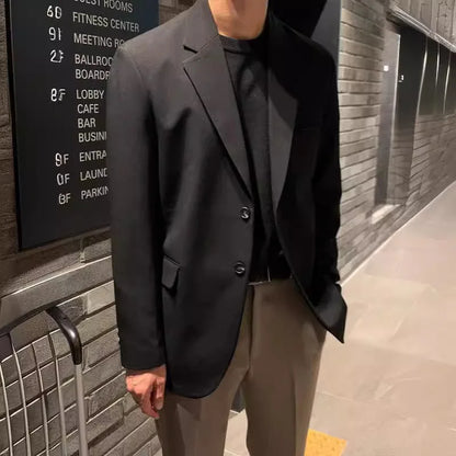 Trendy Mens Casual Blazer Autumn Loose Fit Black Jacket Western Style Single Breasted Dongdaemun Fa 3