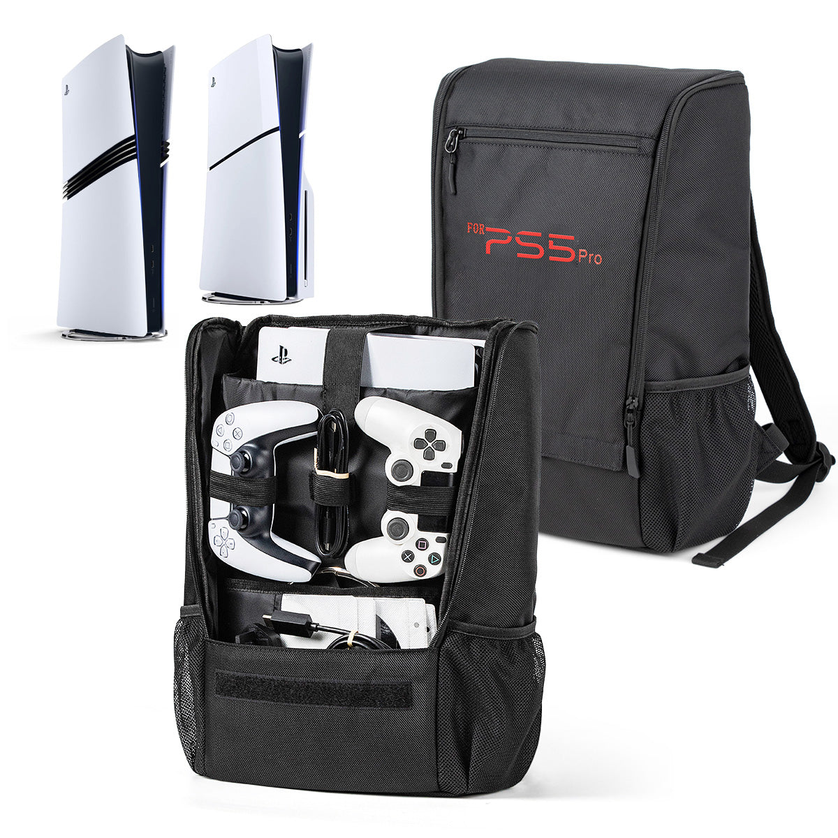 PS5 Pro Carrying Backpack, Large Capacity Bag for Disc/Digital Console & Accessories, Comfortable & Durable