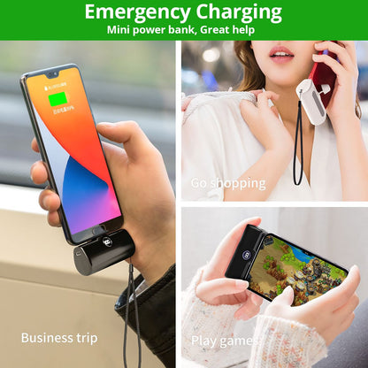 External Battery Type C or Lightning Plug, Power Bank for iPhone Samsung Xiaomi OPPO, Powerbank Fast Charging Portable