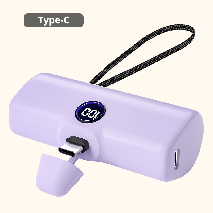 External Battery Type C or Lightning Plug, Power Bank for iPhone Samsung Xiaomi OPPO, Powerbank Fast Charging Portable