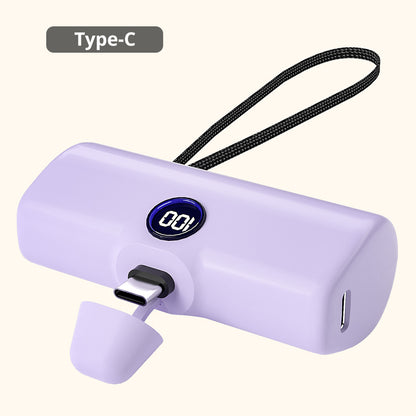 External Battery Type C or Lightning Plug, Power Bank for iPhone Samsung Xiaomi OPPO, Powerbank Fast Charging Portable