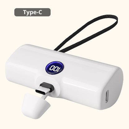 External Battery Type C or Lightning Plug, Power Bank for iPhone Samsung Xiaomi OPPO, Powerbank Fast Charging Portable