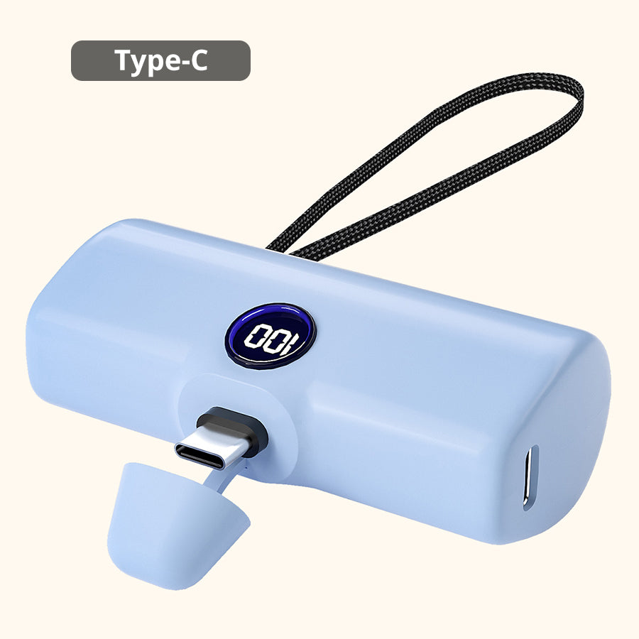 External Battery Type C or Lightning Plug, Power Bank for iPhone Samsung Xiaomi OPPO, Powerbank Fast Charging Portable
