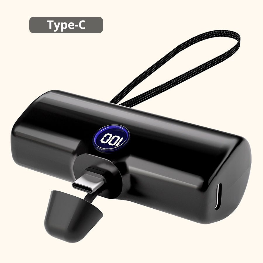 External Battery Type C or Lightning Plug, Power Bank for iPhone Samsung Xiaomi OPPO, Powerbank Fast Charging Portable