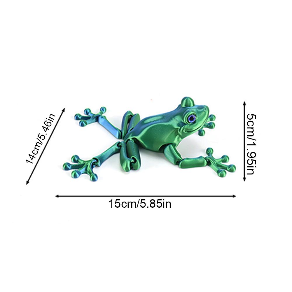 Multi Joint Movable Frog Model, 3D Printed Cute Animal Toy, Glittering Eyes, Realistic Simulation, Room Decor