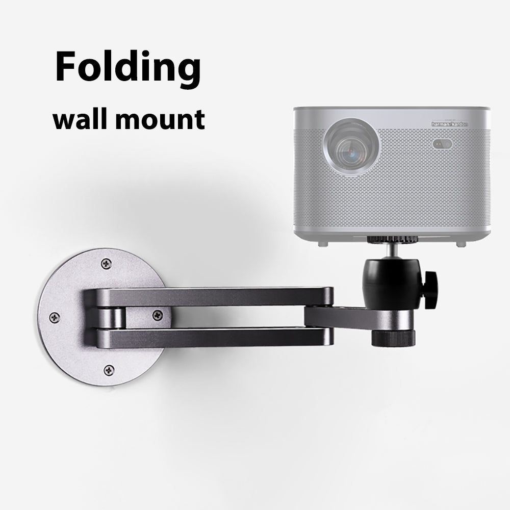 Aluminium Alloy Adjustable Folding Arm Holder, Foldable Projector Wall Mount, Stand with 1/4 Inch Thread Screw Ball Head