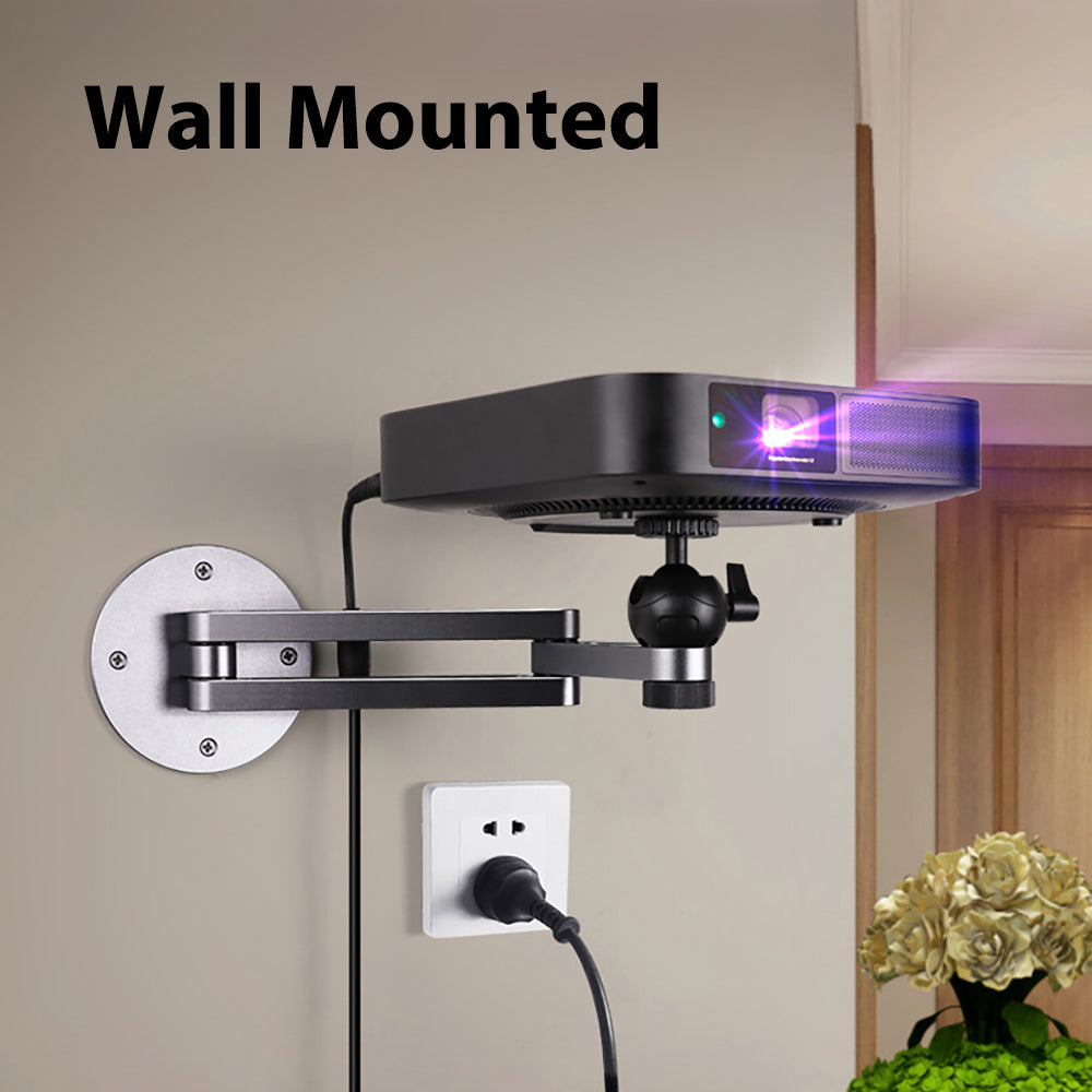 Aluminium Alloy Adjustable Folding Arm Holder, Foldable Projector Wall Mount, Stand with 1/4 Inch Thread Screw Ball Head