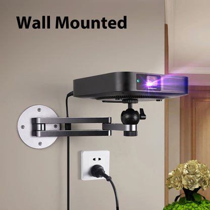 Aluminium Alloy Adjustable Folding Arm Holder, Foldable Projector Wall Mount, Stand with 1/4 Inch Thread Screw Ball Head