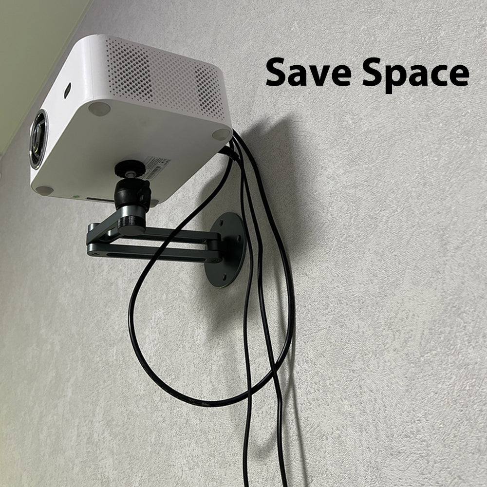 Aluminium Alloy Adjustable Folding Arm Holder, Foldable Projector Wall Mount, Stand with 1/4 Inch Thread Screw Ball Head