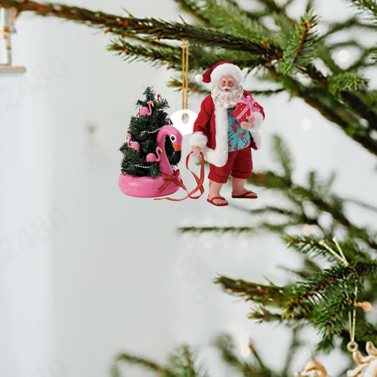 Christmas Tree Decor Pendant, 2D Acrylic Santa Claus, Daily Life Holiday Ornament, Navidad New Year Decorations